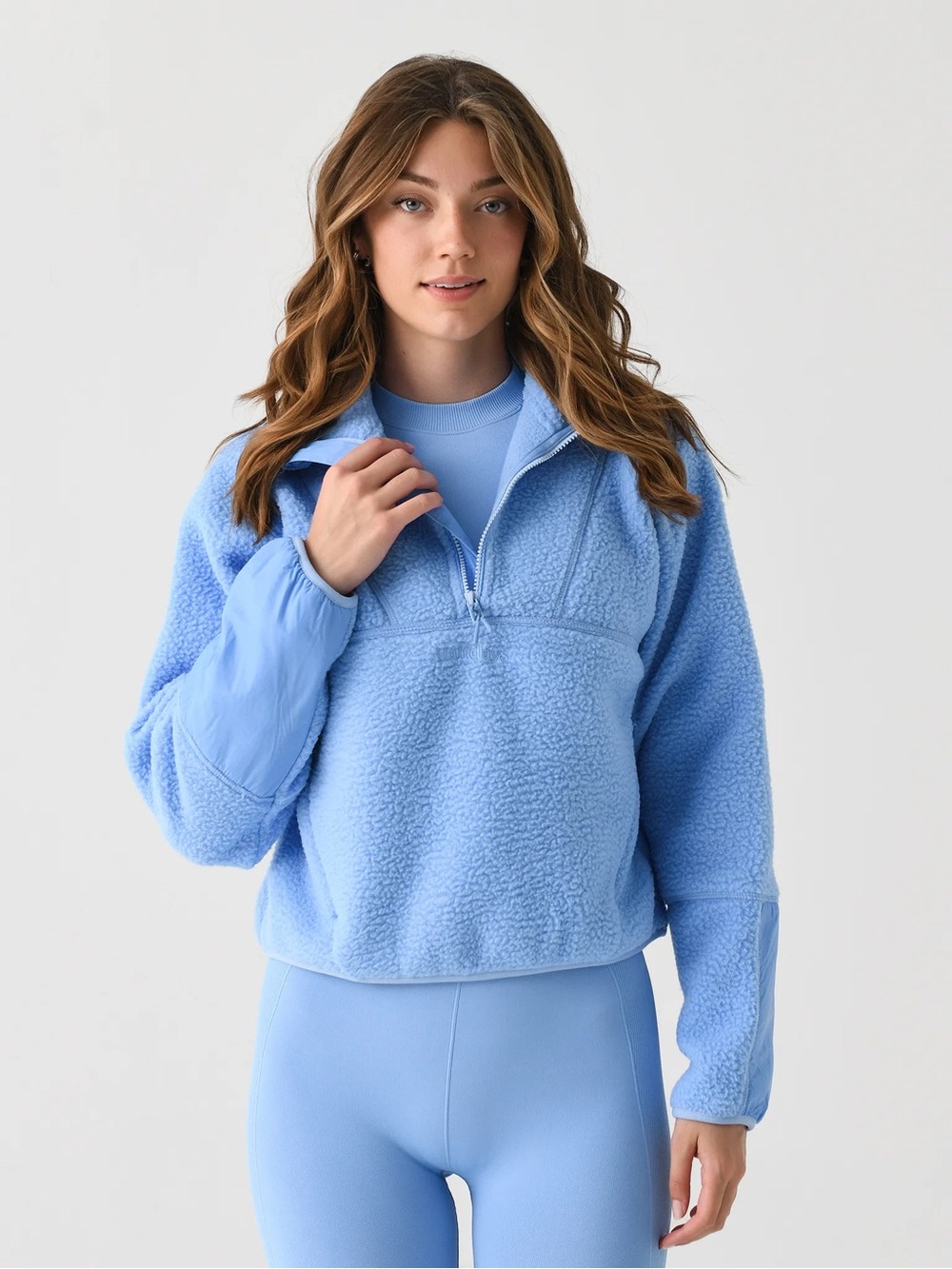Halfdays Ski Pieper Pullover Fleece Jacket Forget Me Not Blue NWT Size Medium